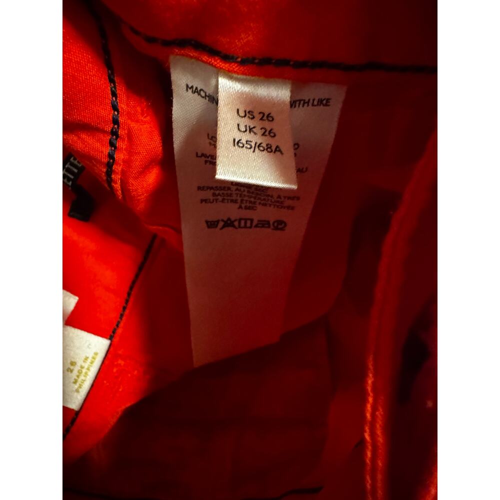 Maeve Anthropologie Colette Pants Orange Wide Leg Cropped Linen Blend Size 26 - Picture 5 of 6